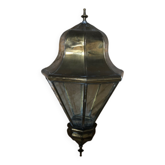 Old brass wall lamp + glass + vintage mirror back