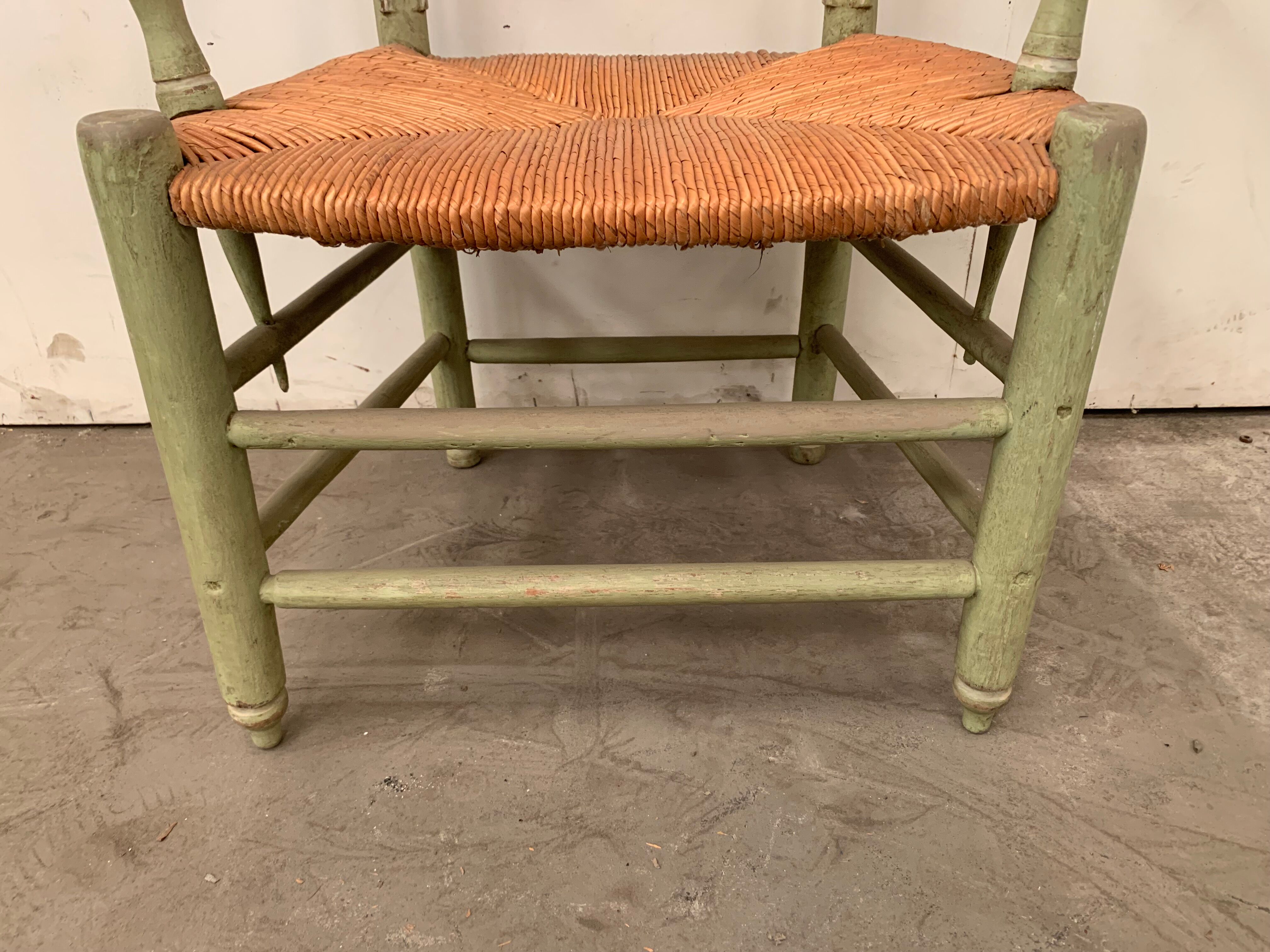 Provencal armchair in patinated beech Seat in straw XX century