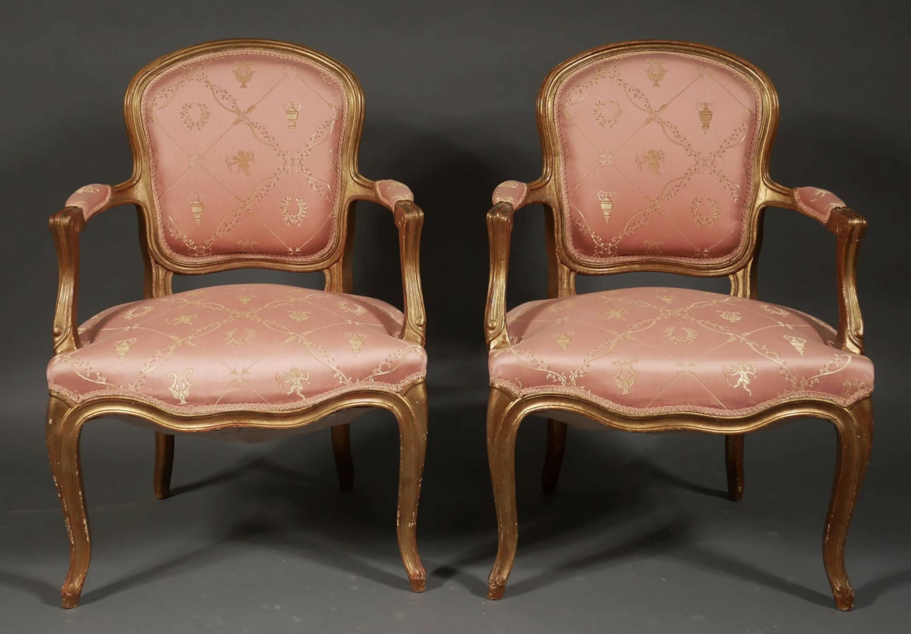 Pair of Louis XV style convertible armchairs