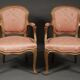 Pair of Louis XV style convertible armchairs