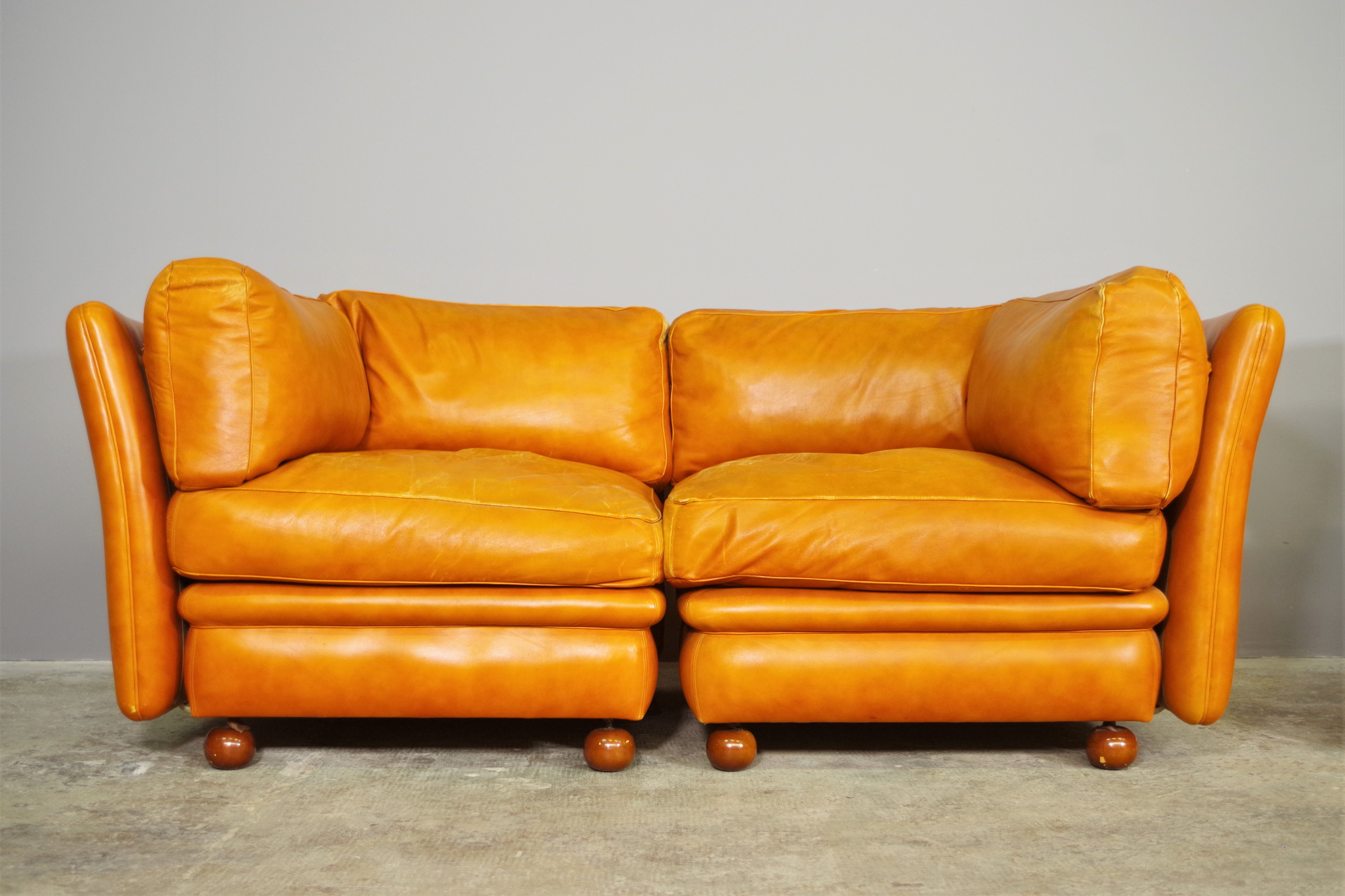 Frau sectional leather sofa from the 70s