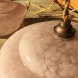 Pair of Art Deco suspensions in pink Clichy glass