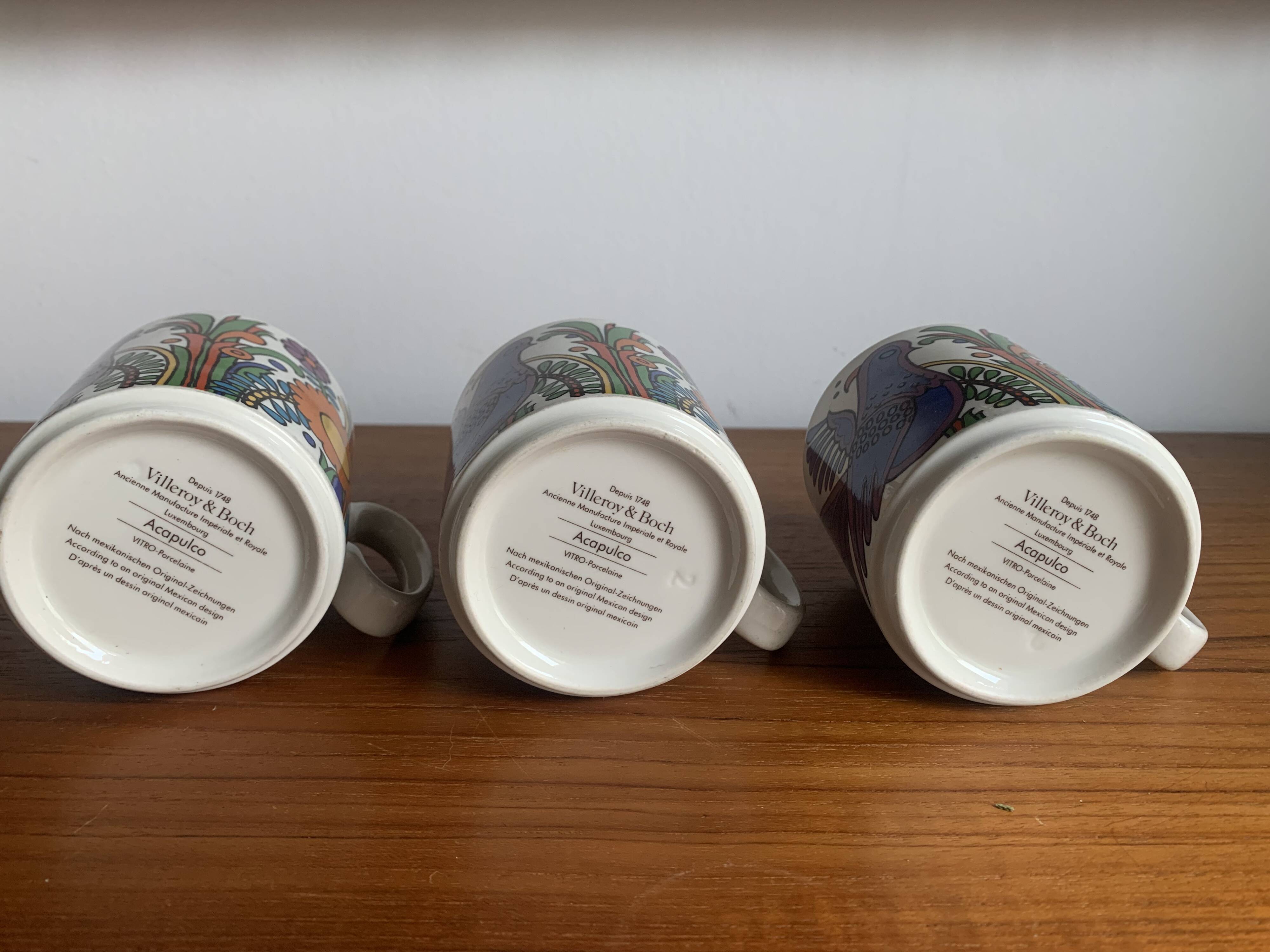 Mugs Set of 3, Villeroy and Boch Acapulco, 1970s