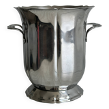 Seau à champagne en métal argenté, poignées intégrées, design classique.