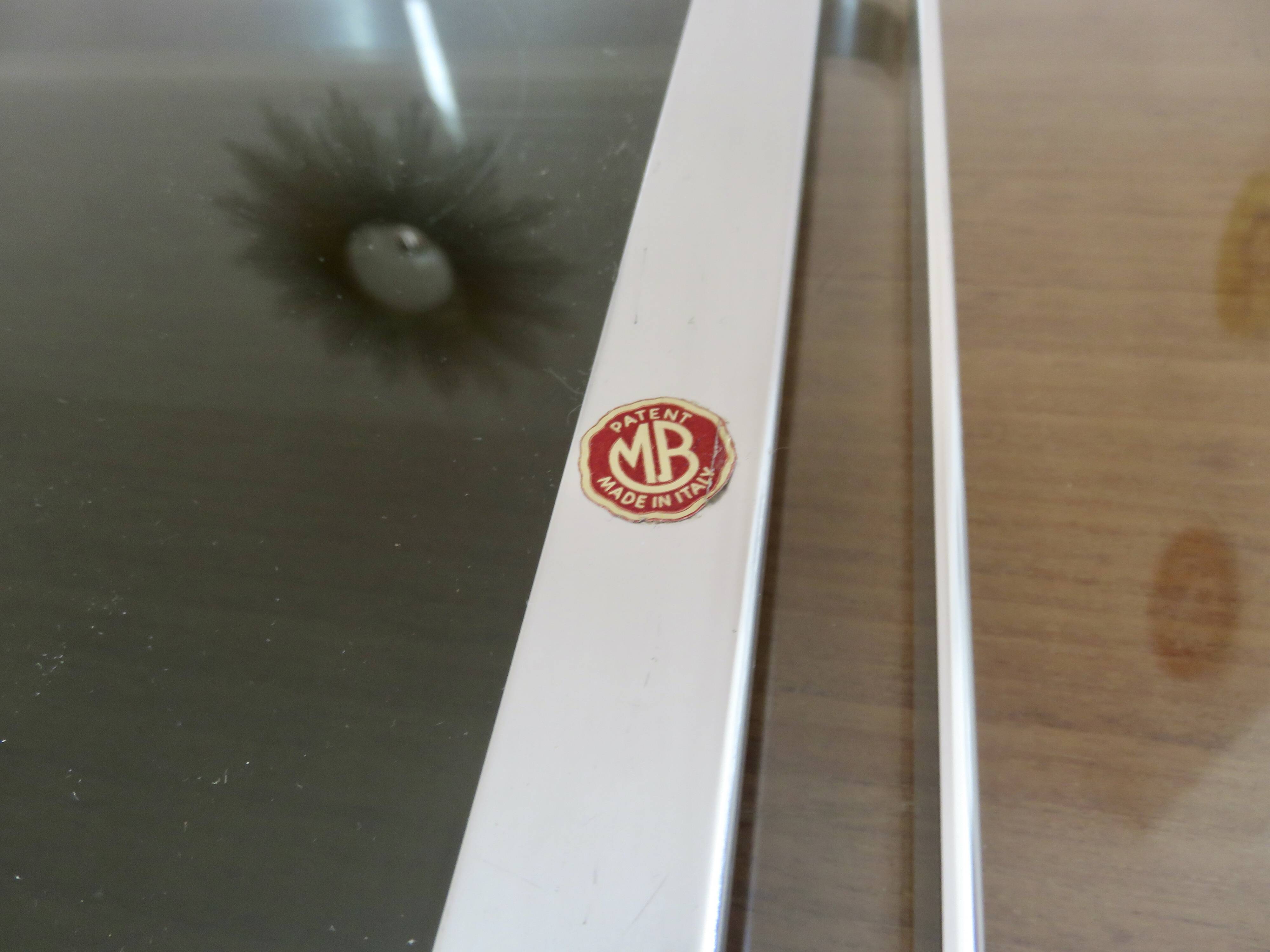 Very large tray, MB Italy for Roche Bobois, aluminum and smoked glass, 70