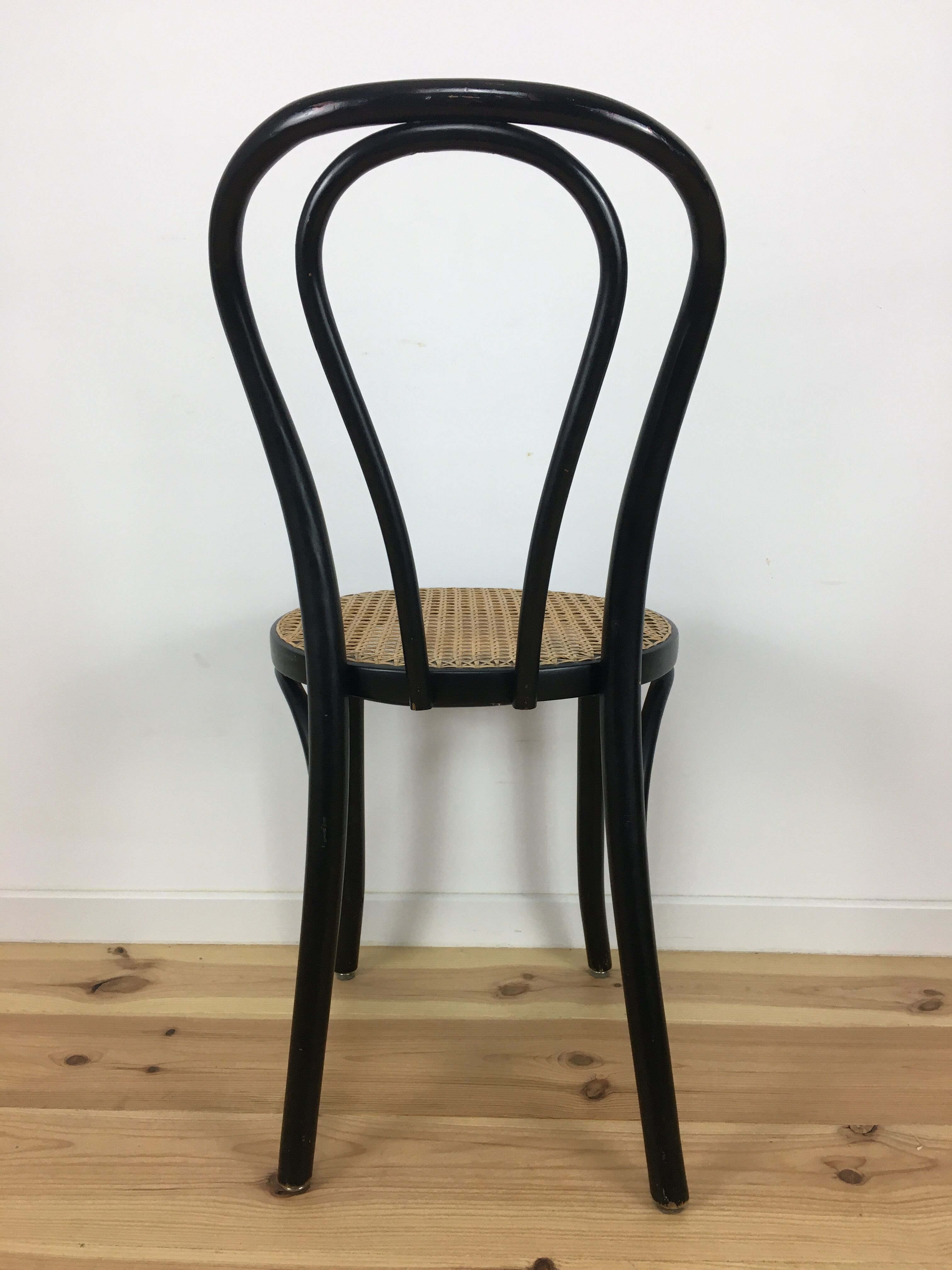 Black Thonet FMG bistro chair in curved wood and cannage