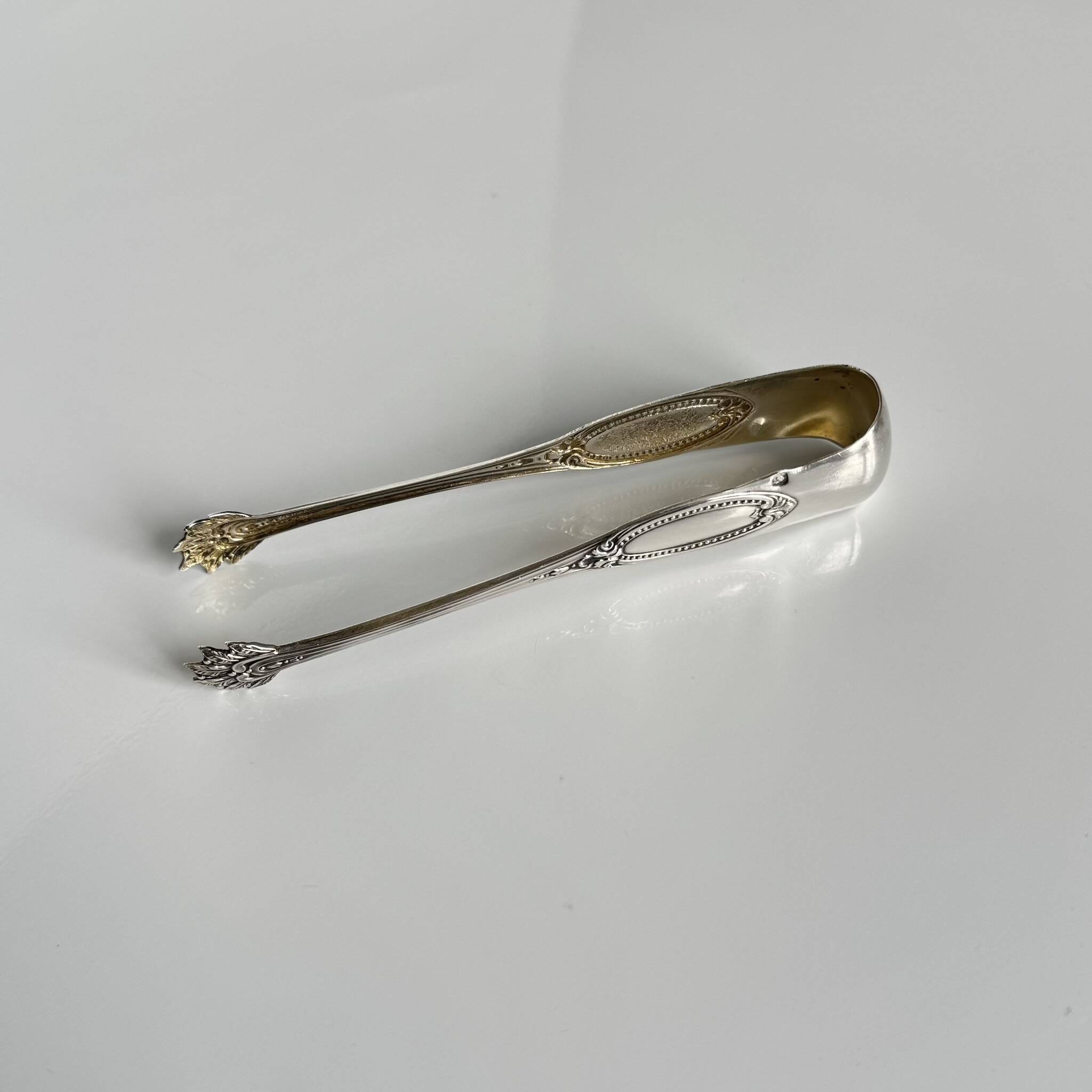 Silver Sugar Tongs | Pearl, Foliage & Bell Decor