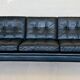 Vintage Danish retro Svend Skipper 3 person sofa in black leather 1960s