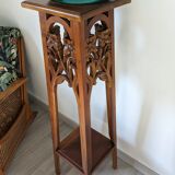 Art nouveau spirit side table in solid walnut