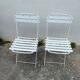 Pair of 80s folding garden chairs in white metal