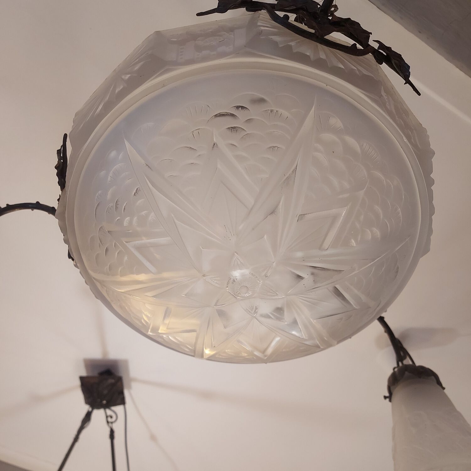 Lustre Muller Frères verre opalescent