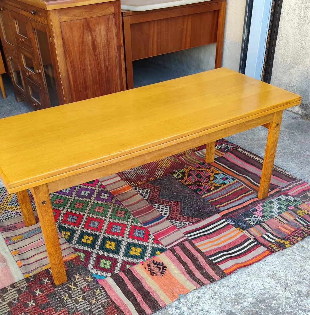 Modular vintage Scandinavian dining table in oak, 1970s.