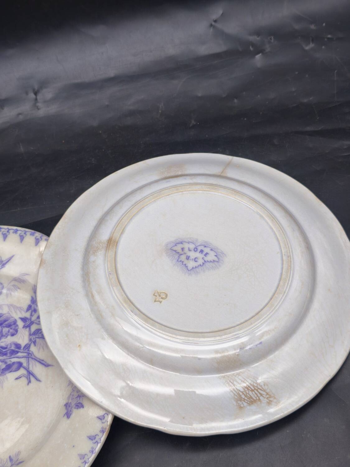 Antique lavender blue plates charm of yesteryear Flore Sarreguemines UC