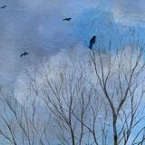 Painting Jean Paul Barre (born in 1954) HST "The end of winter" Landscape of Brière