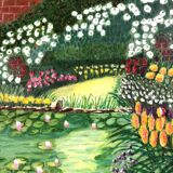 Old painting signed The flowers of the garden