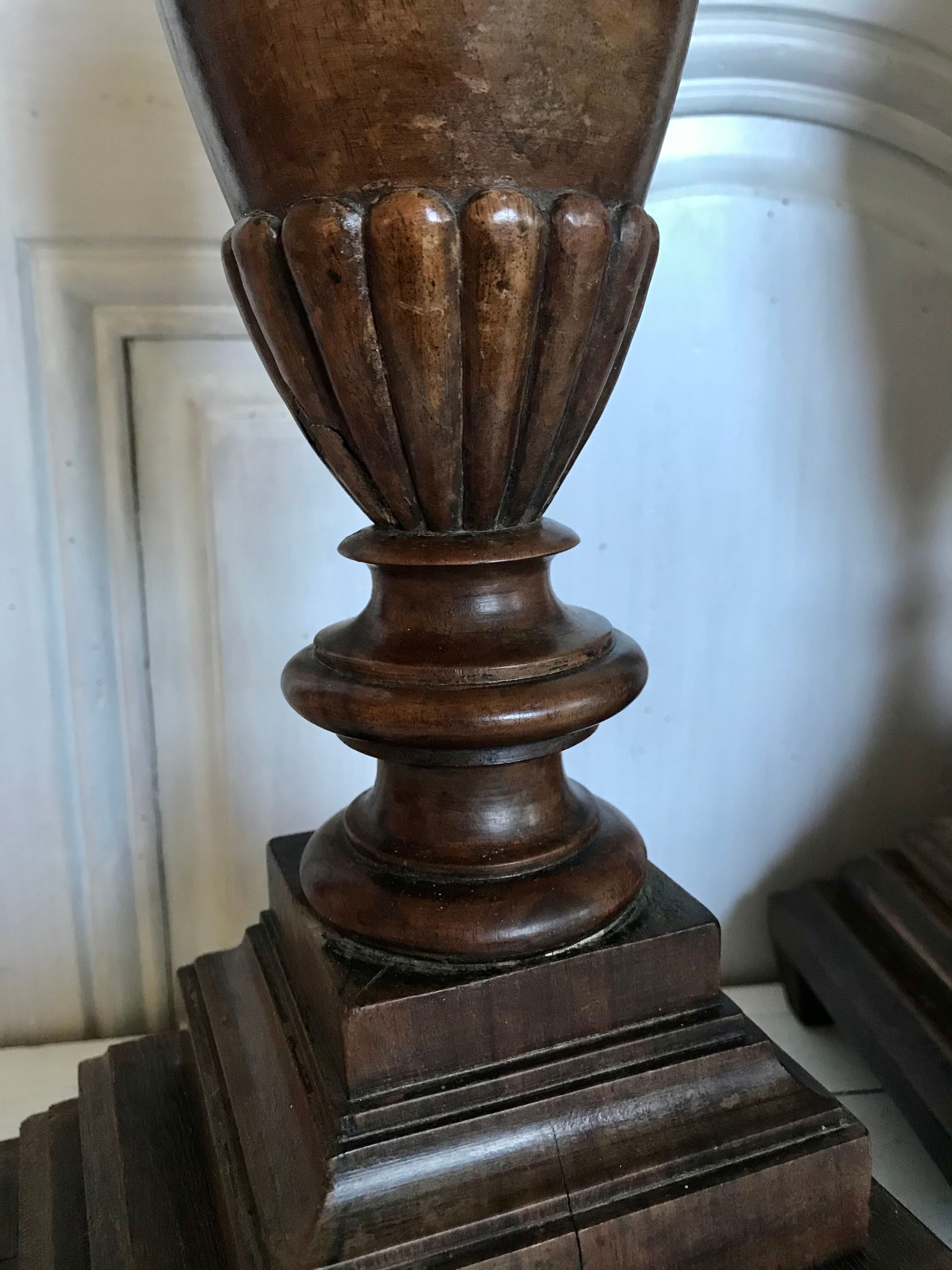 Pair of art deco wooden lamps