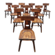 Vintage brutalist T-back dining chairs Pierre Chapo style