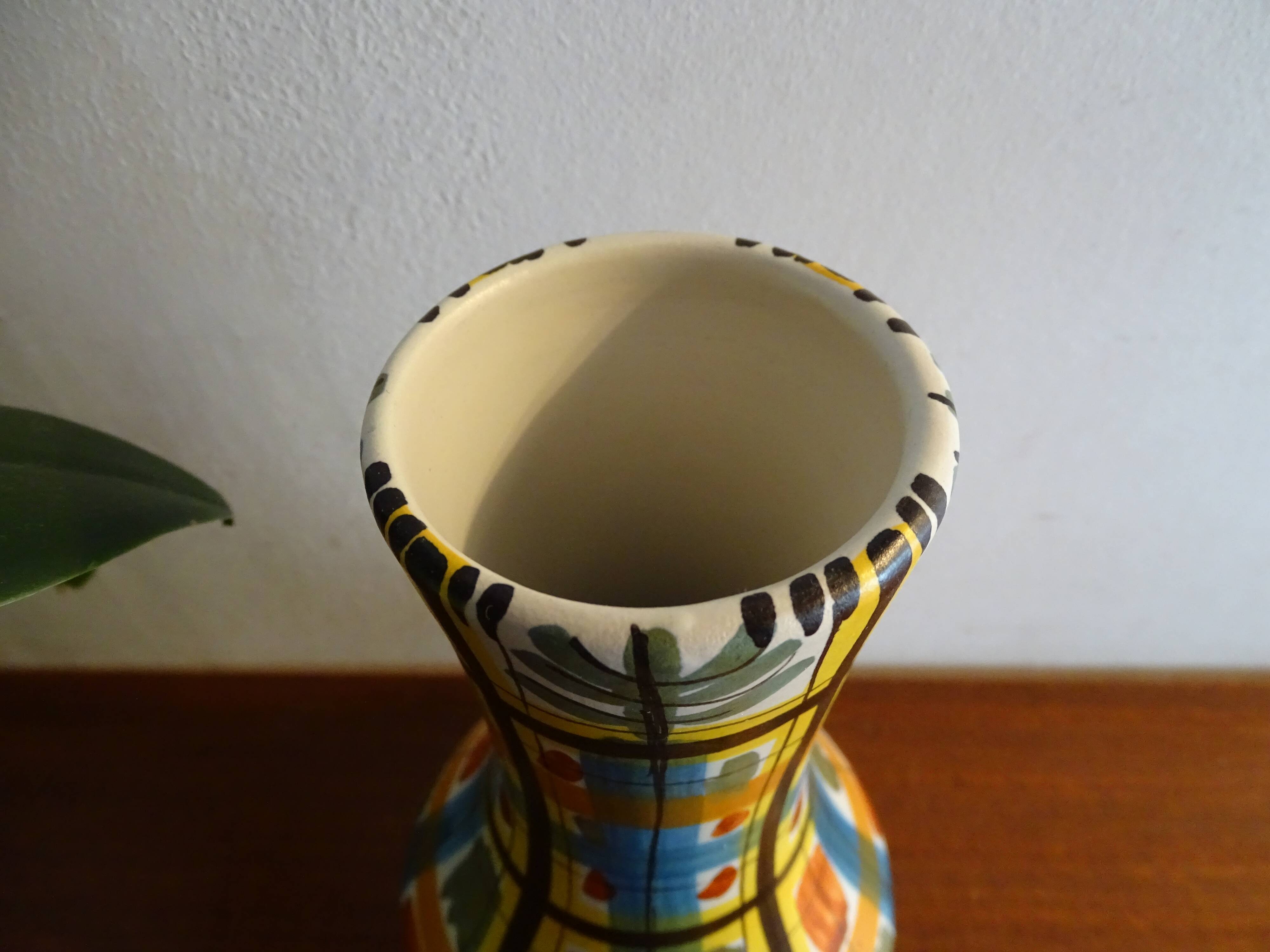 Vase Keraluc Quimper vintage 60's 70's with geometric decorations
