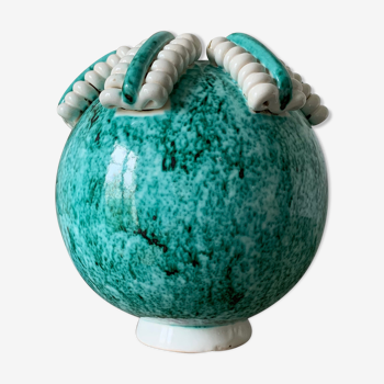 Vase boule vert Gustave Asch pour Primavera modèle boule dit de Sainte Radegonde