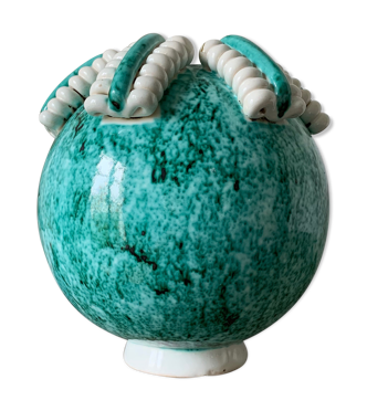Vase boule vert Gustave Asch pour Primavera modèle boule dit de Sainte  Radegonde | Selency
