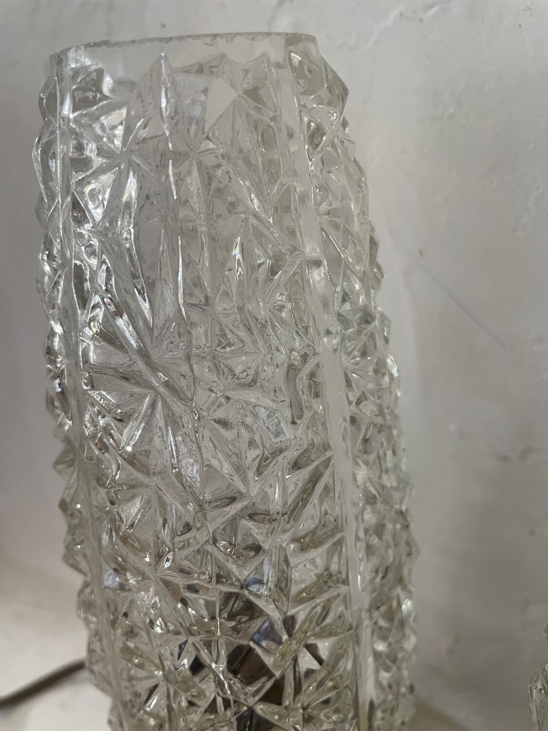 Pair of 1950s brass and glass bedside lamps