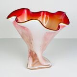Vintage Murano vase in red and white, Italy, 1970s.