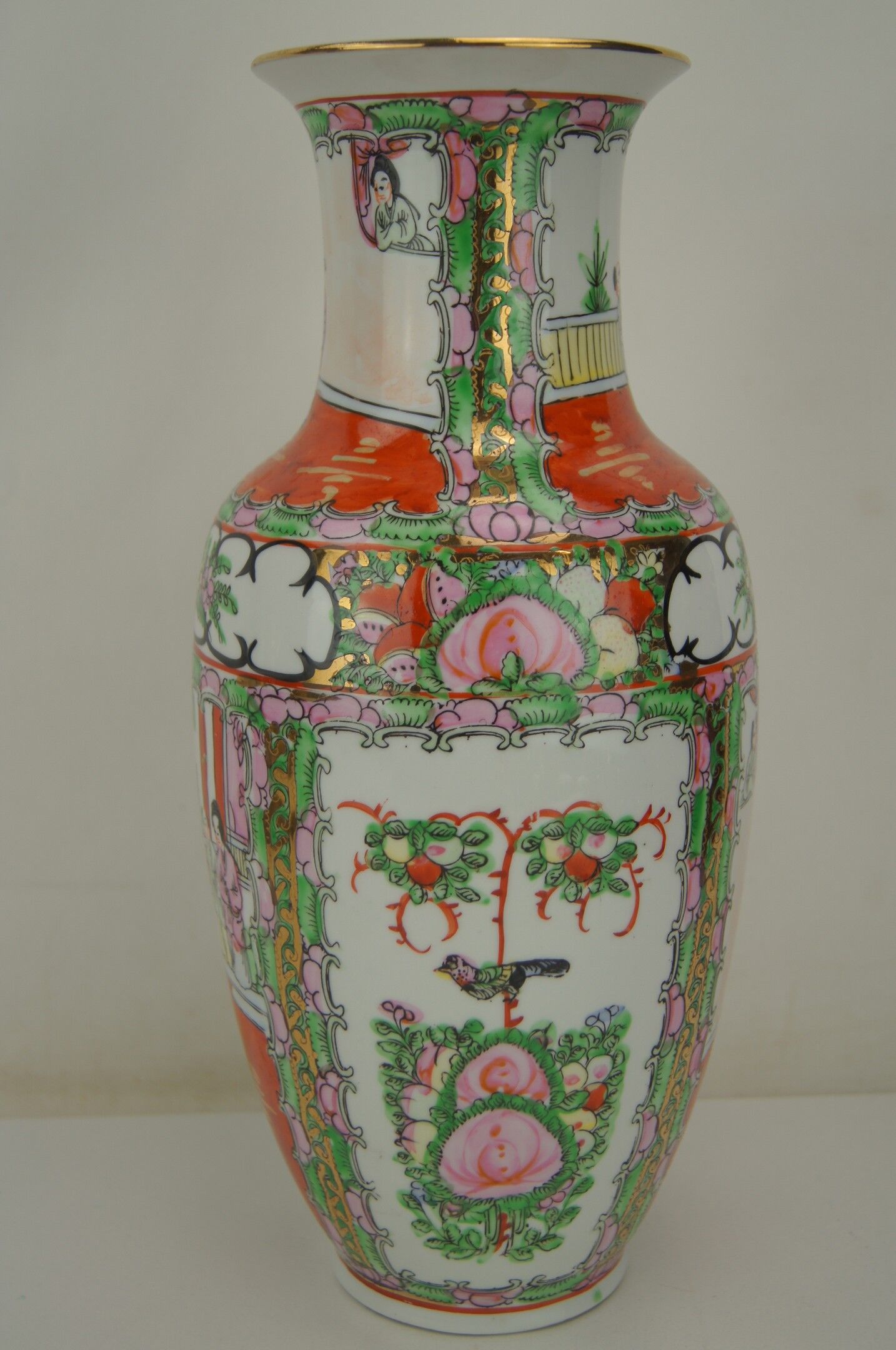 Porcelain vase with polychrome decoration - mid-20th century