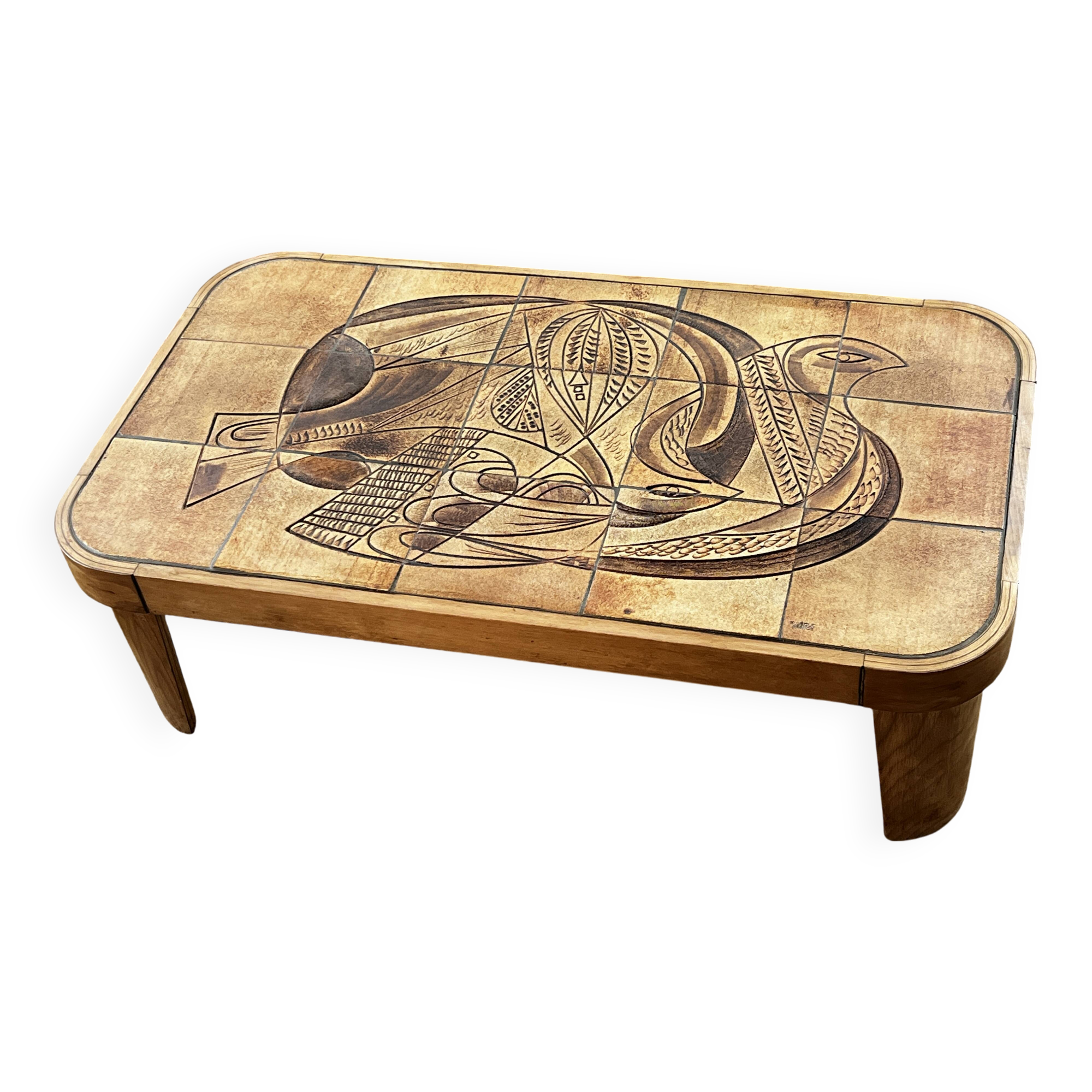 Table basse Raymonde Leduc modèle "Colombe" Vallauris 1960
