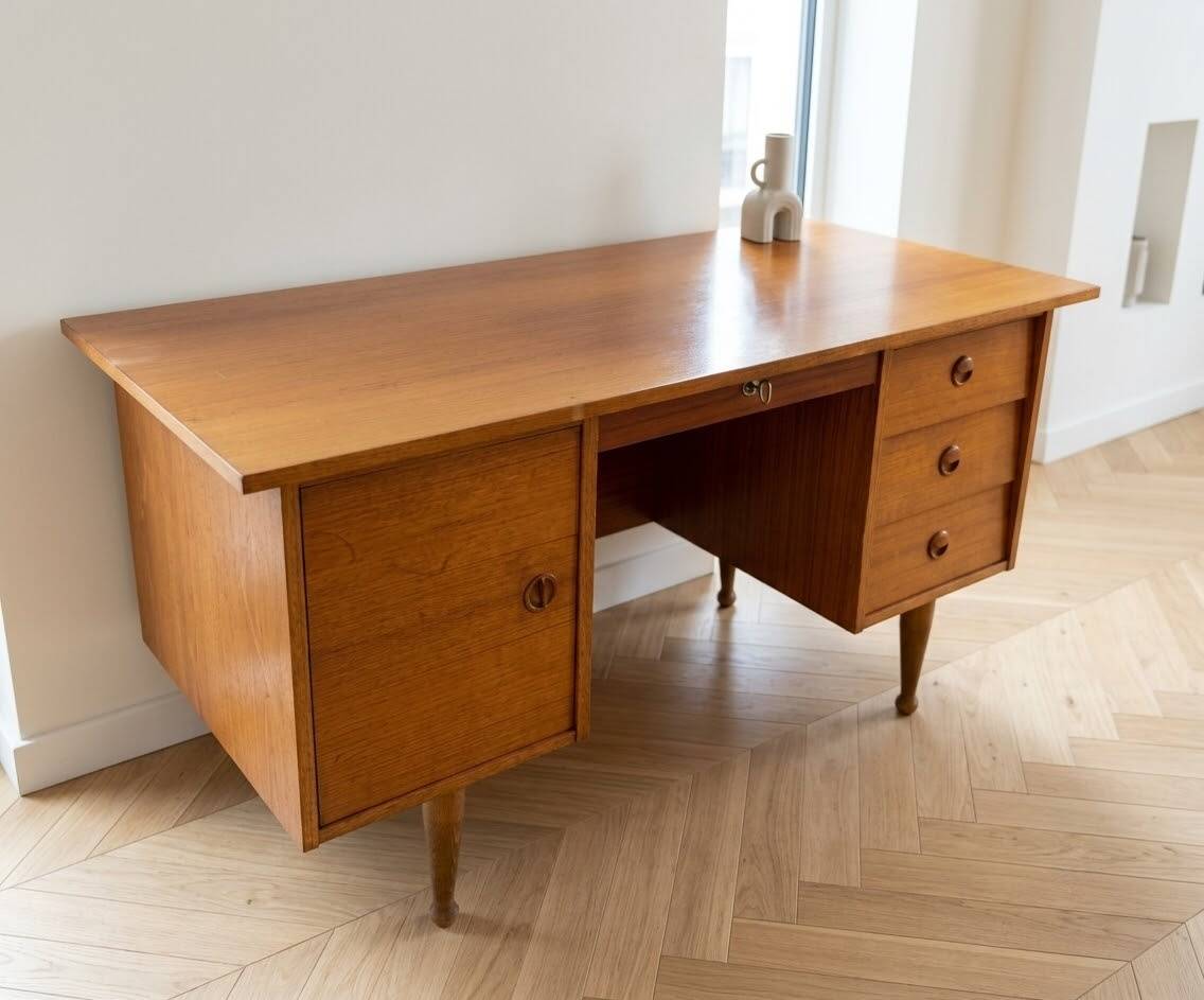 Bureau bois vintage TBE années 60s 70s , TBE, scandinave, déco rétro bohème