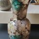 Marbled glass art ball vase. Murano style. Italy. Height 26 cm.
