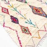 Moroccan Berber rug Azilal, ecru with colorful patterns, 2.10x1.54m