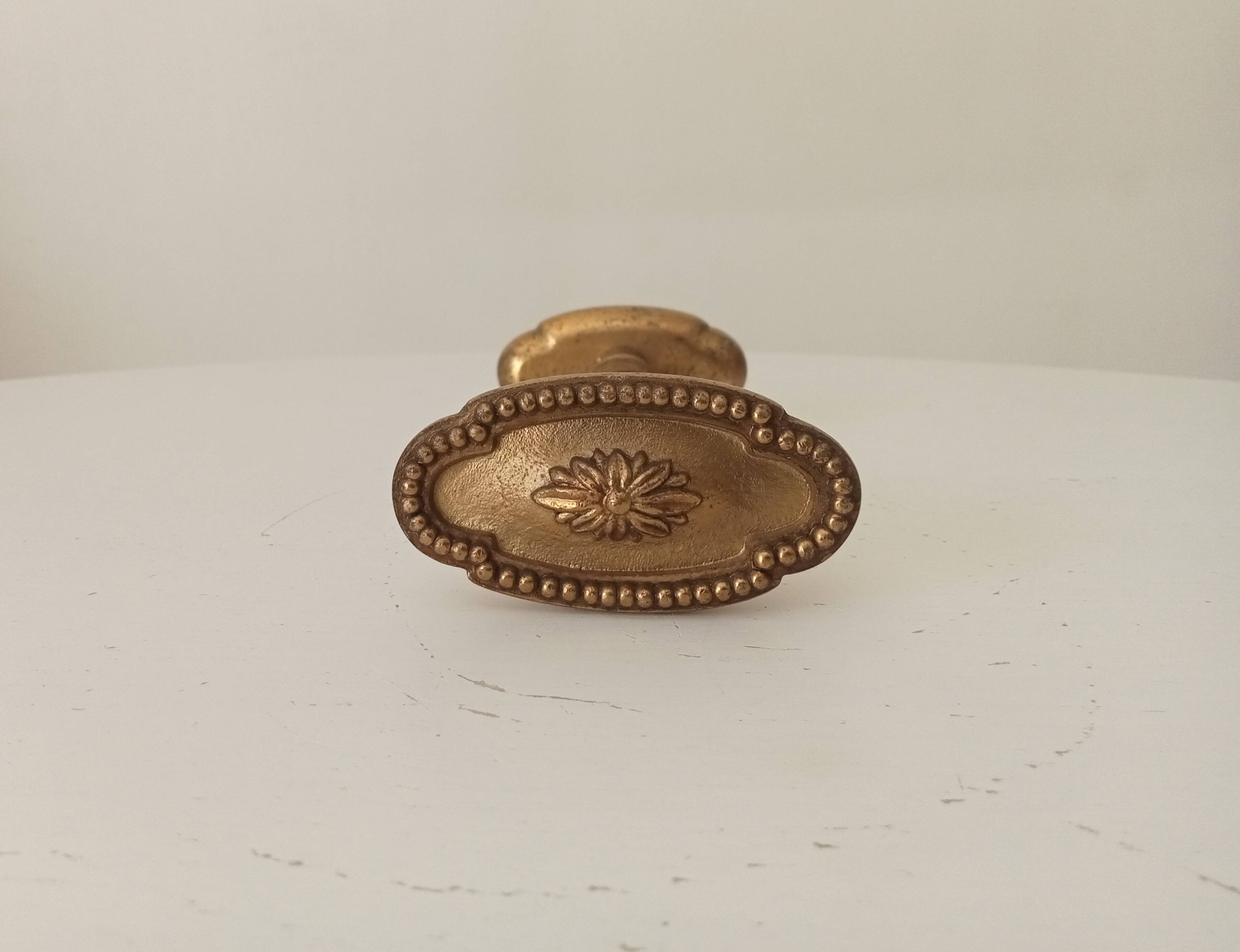 Pair of antique Louis XVI style solid bronze door handles