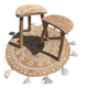 Set of 2 stools brutalist tripod oak/beech