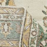 6x10 Beige & Green Geometric Pattern Anatolian Vintage Rug, 185x296 Cm