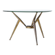Italian tripod triangle coffee table brass and glass Italy 1950