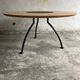 140cm Wood Veneer Round Dining Table with Black Rotating Center Disc and Metal Tripod Base