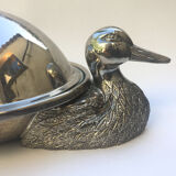 Serving dish foie gras silver metal