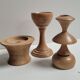 Trio wooden candle holders