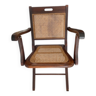 Fauteuil vintage pliant et cannage