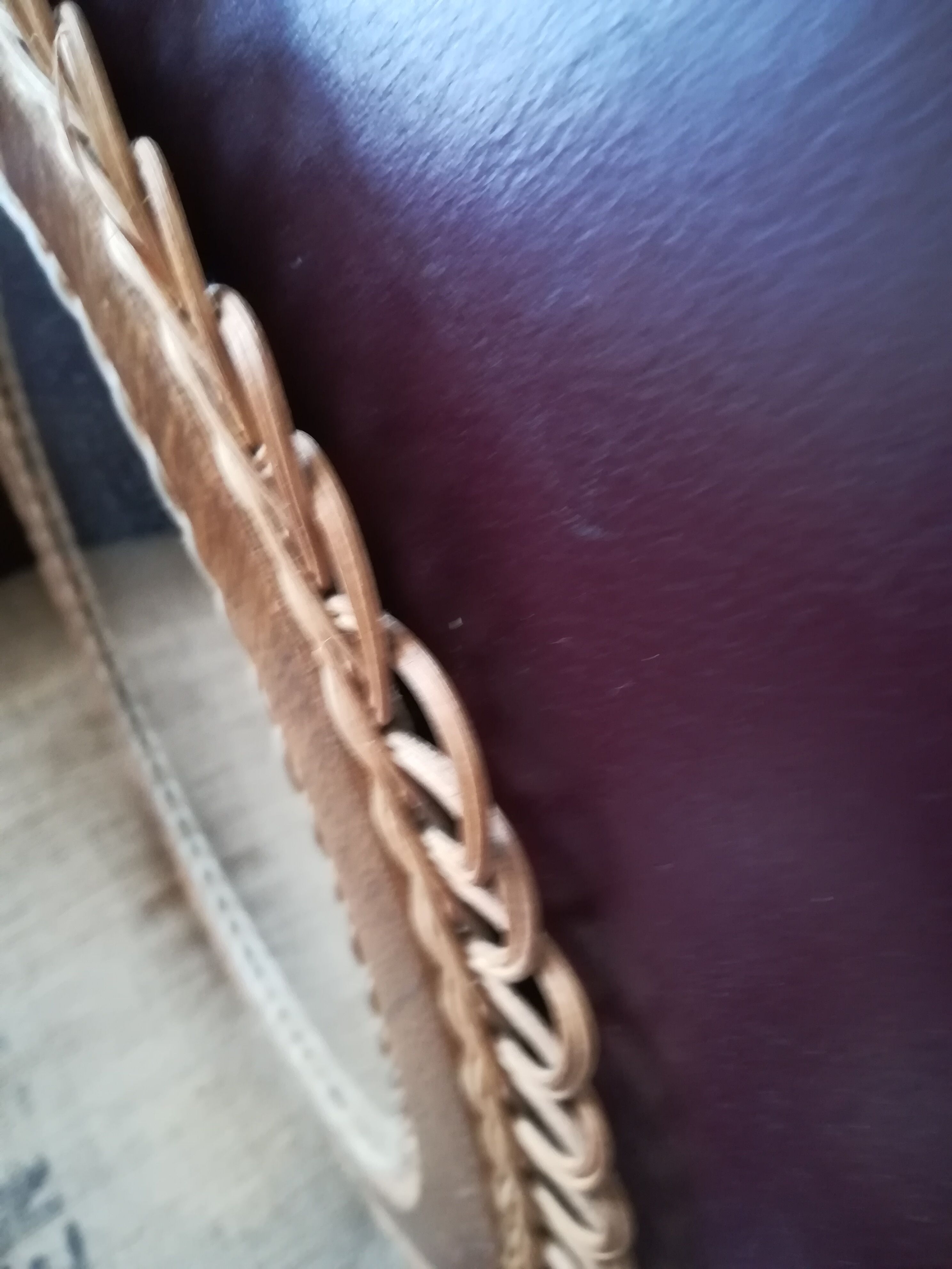 Rattan and wood shape oval vintage mirror 43x50cm