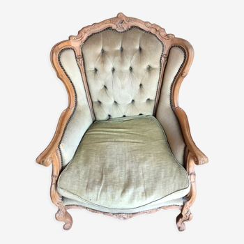 Fauteuil style baroque en velours vert