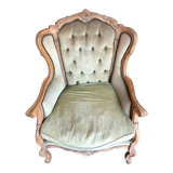 Fauteuil style baroque en velours vert