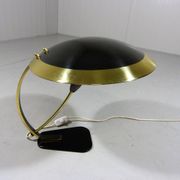 Lampe de bureau rare en laiton et verre des années 1950