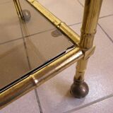 Serving trolley, table on wheels in "bamboo" brass