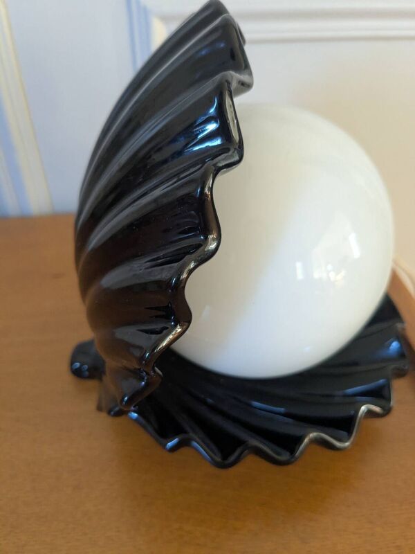 Lampe coquillage vintage en céramique