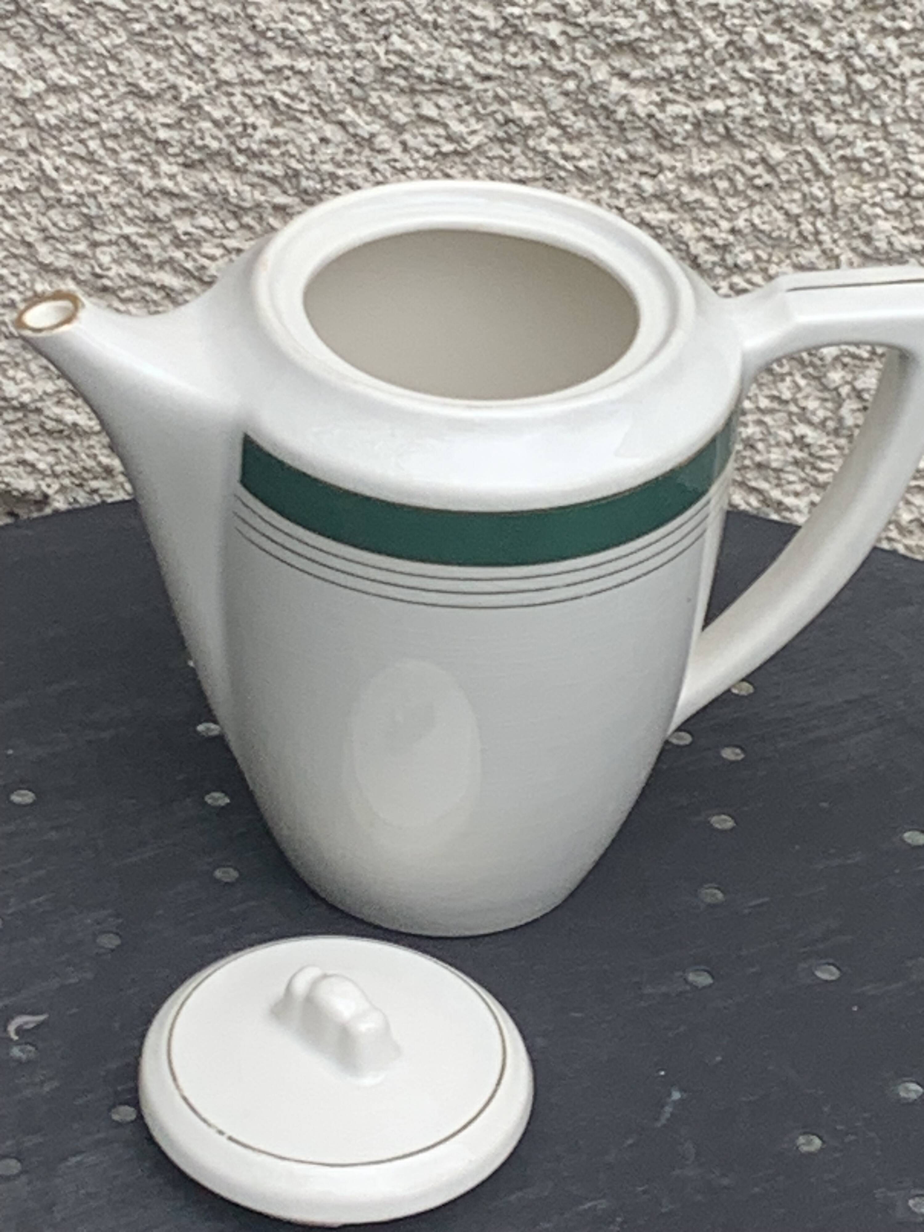 Coffee maker, milk jug and sugar bowl, Lumière, Digoin and Sarreguemines models