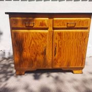 Mado wooden buffet, green and black tray, vintage