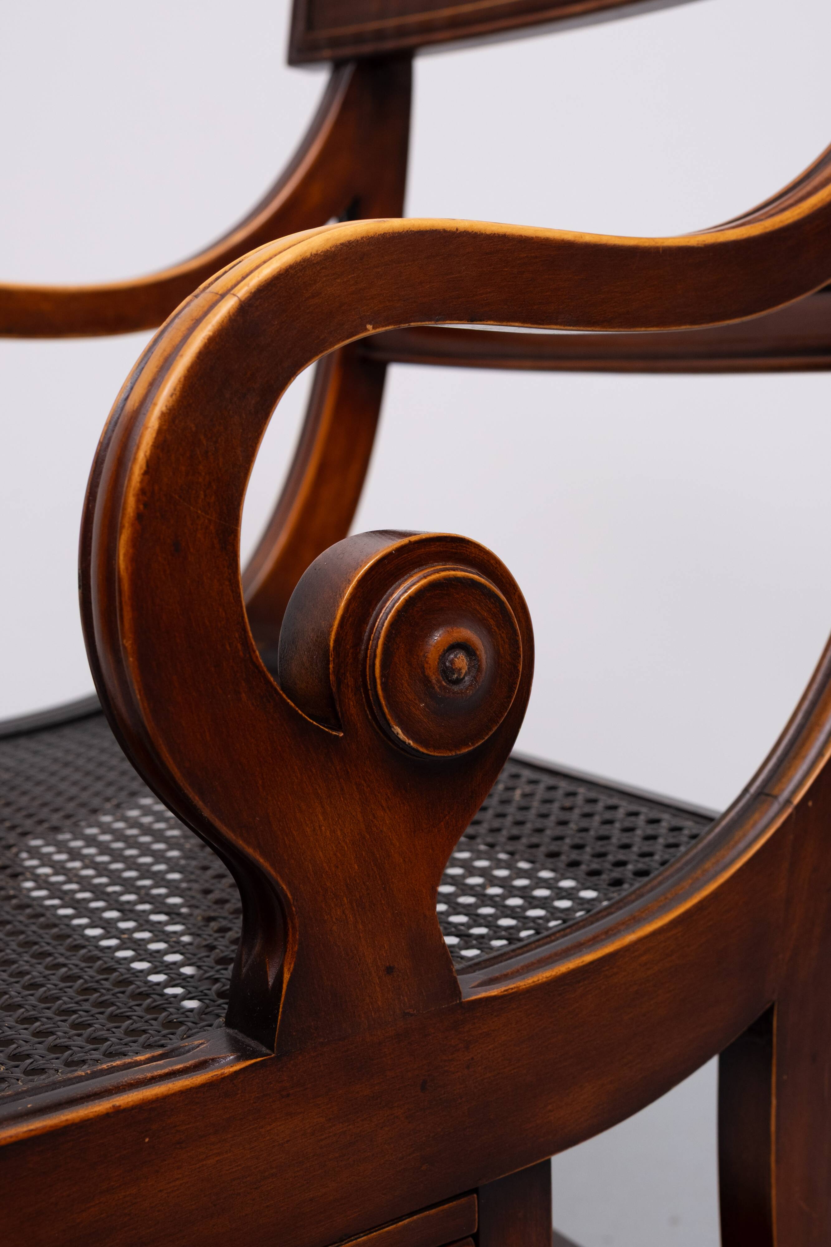 A Regency style Mahogany library chair /steps. England