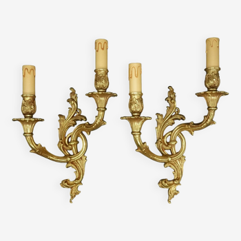 Paire de grandes appliques style Rocaille / Rococo / Baroque