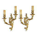 Pair of large Rocaille / Rococo / Baroque style wall lights